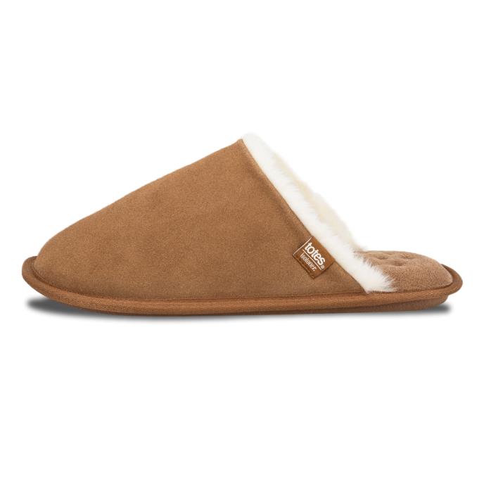 Isotoner® Mens Suede Mule With Water Repellency Tan