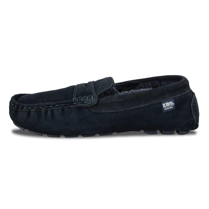 Isotoner® Mens Suede Moccasin With Water Repellency Navy