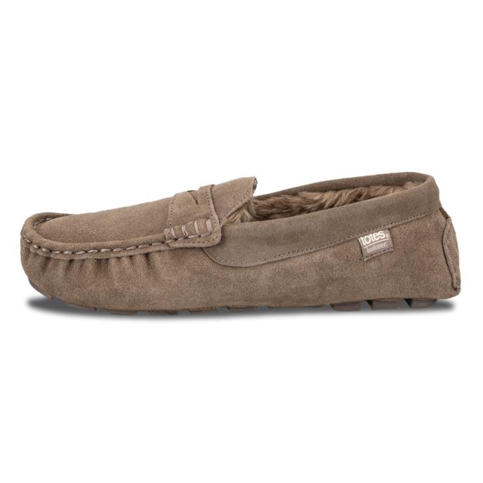 Isotoner® Mens Suede Moccasin With Water Repellency Sand