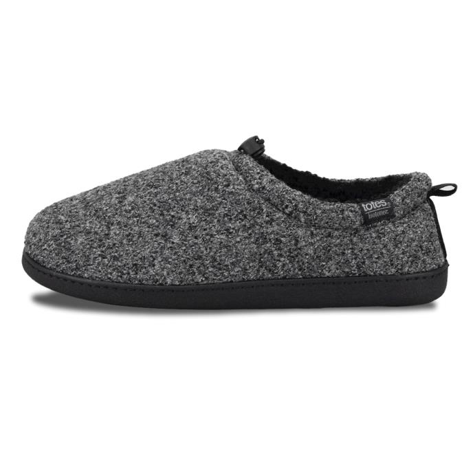 Isotoner® Mens Felt Full Back Slipper With Pull Toggle Grey