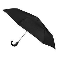 totes® Auto Open / Close Umbrella with Crook Handle Black (3 Section)