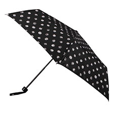 totes® Supermini B&amp;W Stitched Dots Umbrella (3 Section)