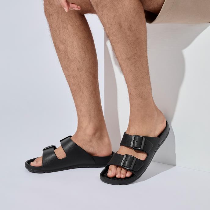 totes® SOLBOUNCE Mens Adjustable Double Buckle Slider Black