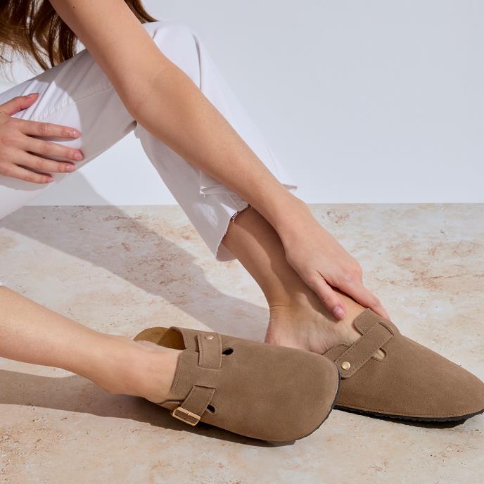 totes® Ladies Suede Clog Light Brown