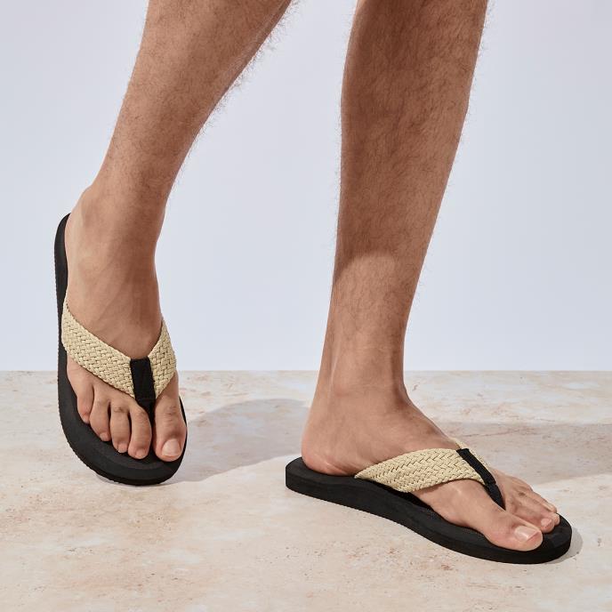 totes® Mens Plait Toe Post Sandal Black