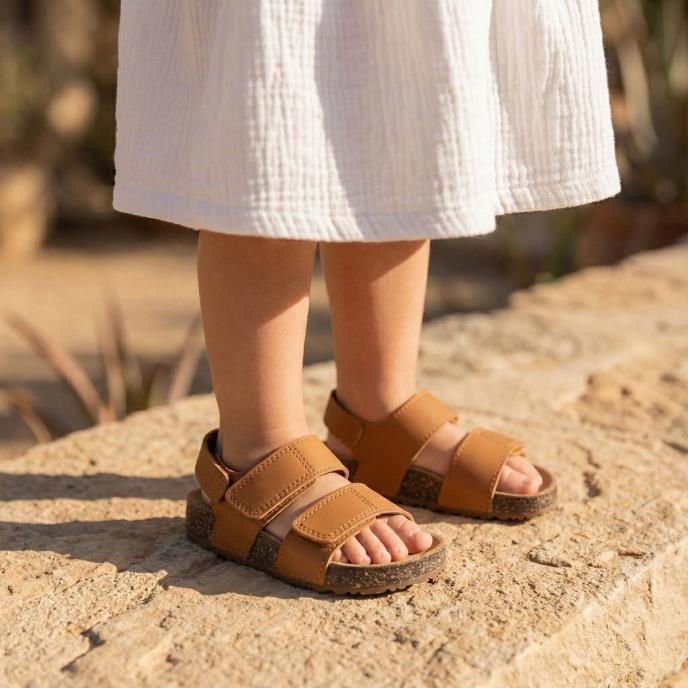 totes® Kids Double Buckle Sandal With Back Strap Tan