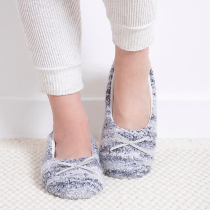 totes toasties® Ladies Knitted Ballet Slippers Blue