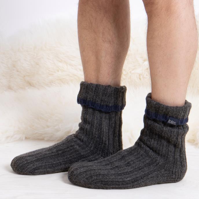 totes toasties® Mens Chunky Slipper Sock Grey