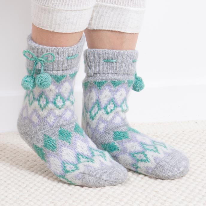 totes toasties® Ladies Fair Isle Chenille Slipper Socks Fair isle