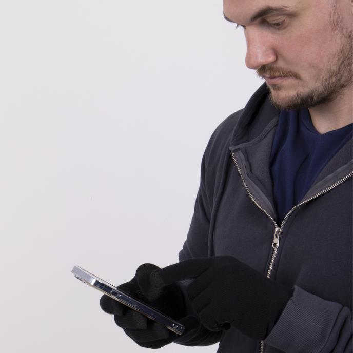 totes toasties® Mens Stretch Knitted SmarTouch™ Gloves Black