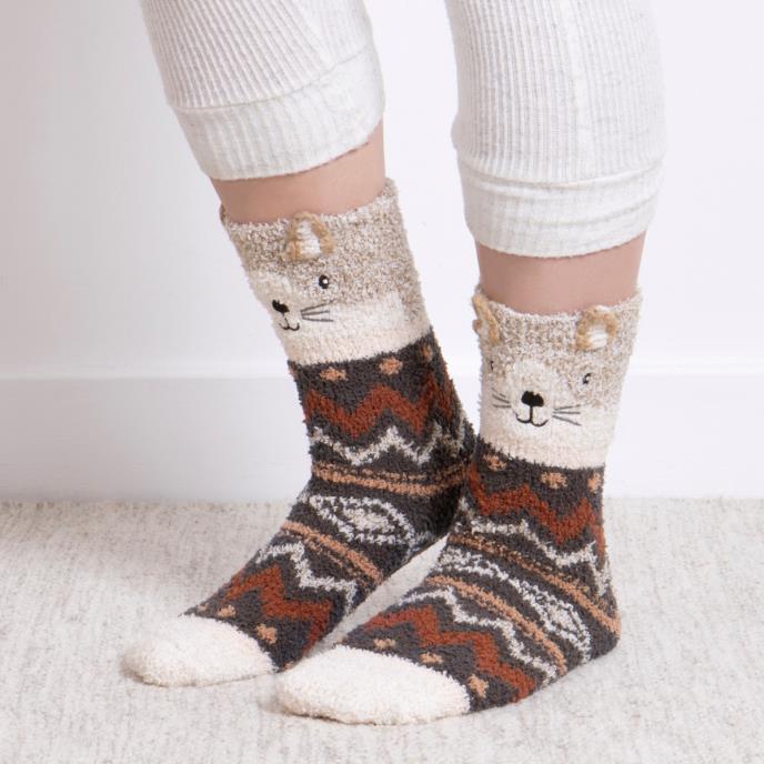 totes toasties® Ladies Novelty Super Soft Slipper Socks Cat