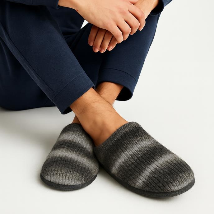 totes toasties® Mens Knitted Ombre Mule Slipper Grey