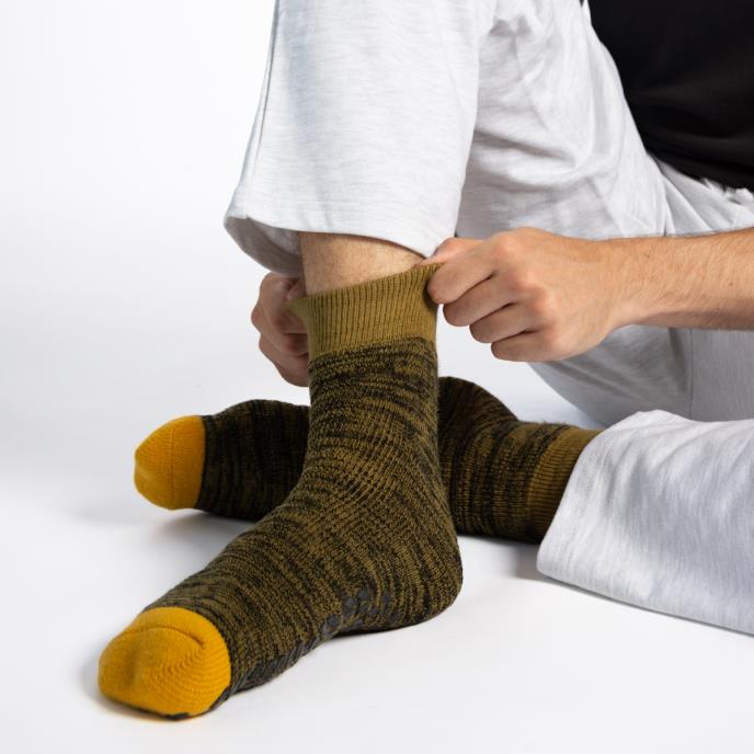 totes toasties® Mens Thermal Brushed Original Slipper Socks Khaki Twist