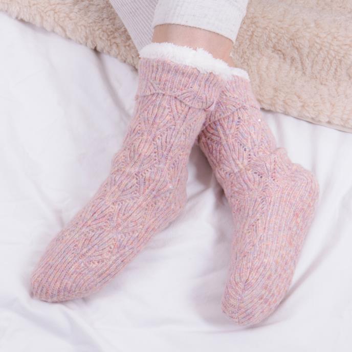 totes toasties® Ladies Texture Slipper Socks Pink Mix