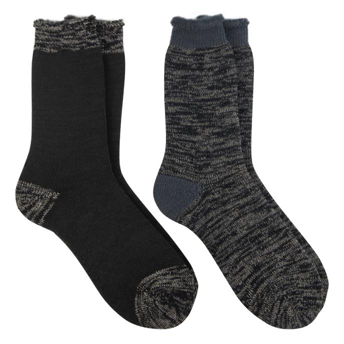 totes toasties® Mens 3.0 TOG  Brushed Inside Thermal Lined Socks (Twin Pack) Black Twist