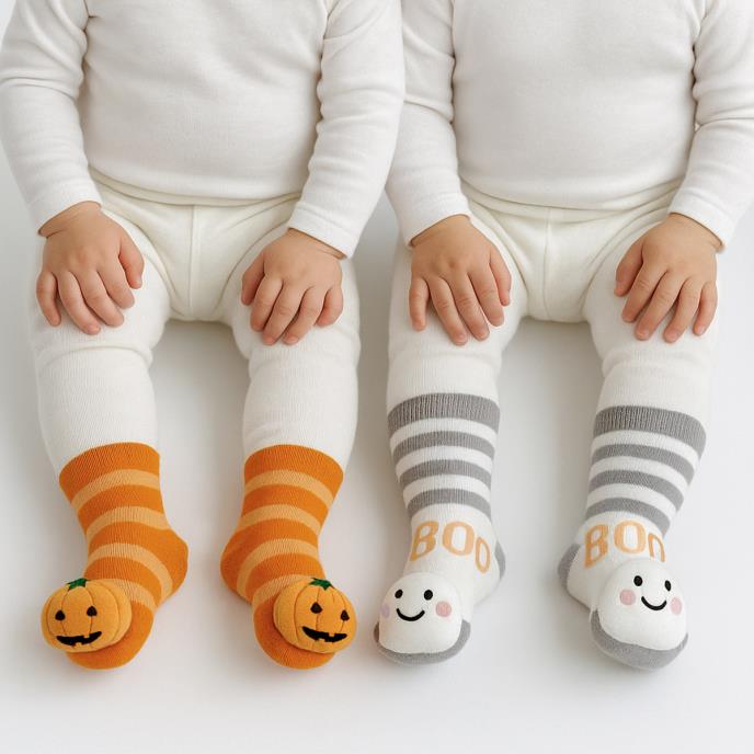 totes toasties® Babies Halloween Rattle Socks (Twin Pack) Ghost / Pumpkin