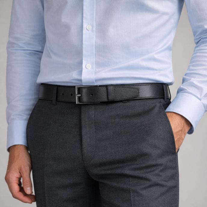 totes® Mens Genuine Leather Belt Black