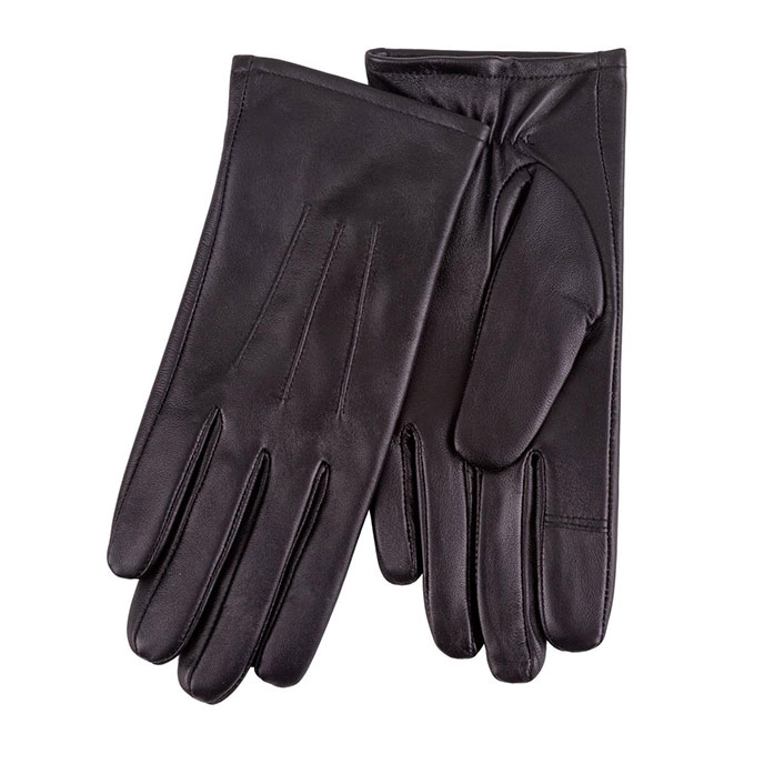 Isotoner® Ladies Three Point Leather Glove With SmarTouch™ Black