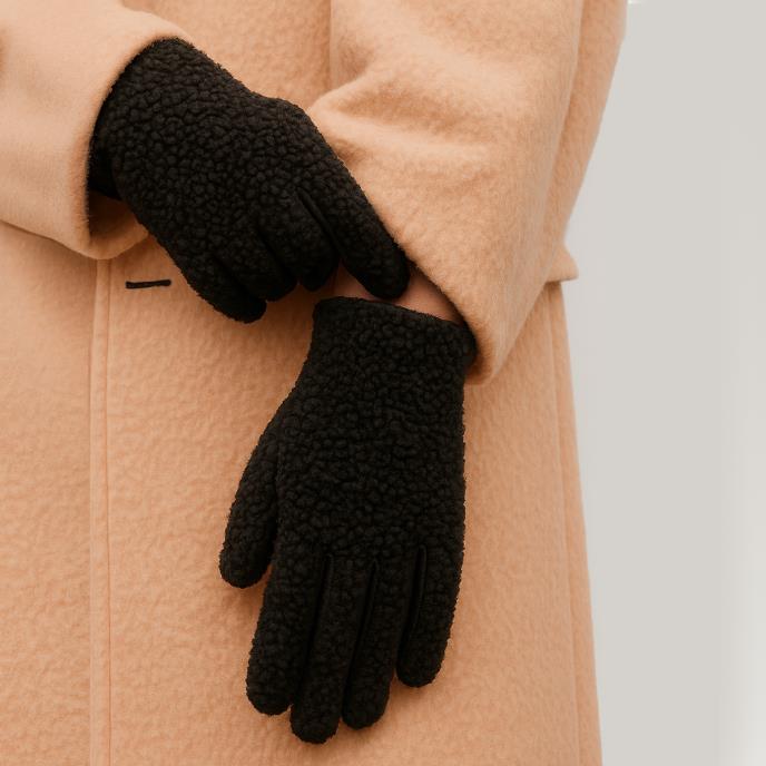 Isotoner® Ladies Borg SmarTouch™ Glove With Leather Palm Black