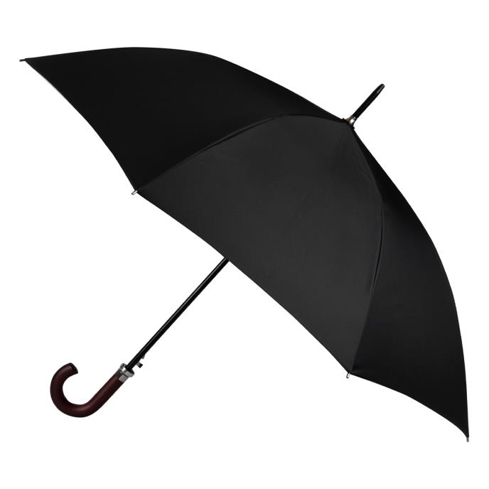 totes® Auto Walker Wood Crook Plain Black Umbrella 