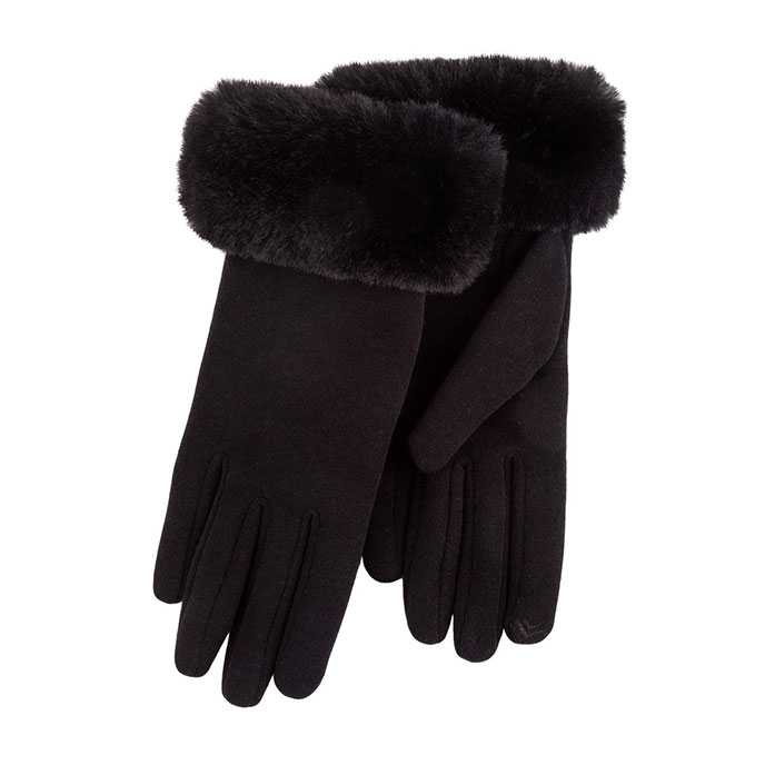 Isotoner® Ladies SmarTouch® Thermal Glove with Faux Fur Cuff Black