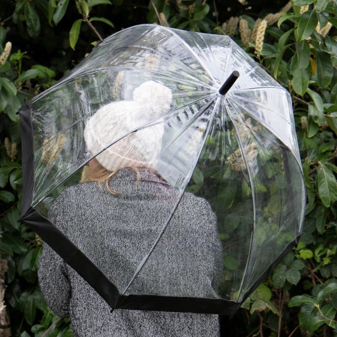 totes® Clear PVC Dome Umbrella Black 