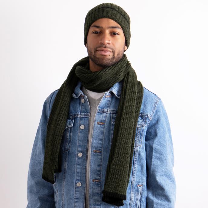 totes toasties® Mens Hat & Scarf Gift Set Khaki
