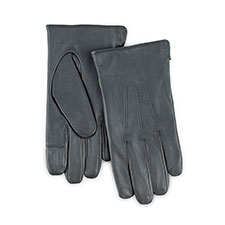 Isotoner® Mens Smartouch™ Water Repellent 3 Point Leather Gloves  Grey