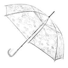 totes® Clear with White Floral Scroll Walker Umbrella  